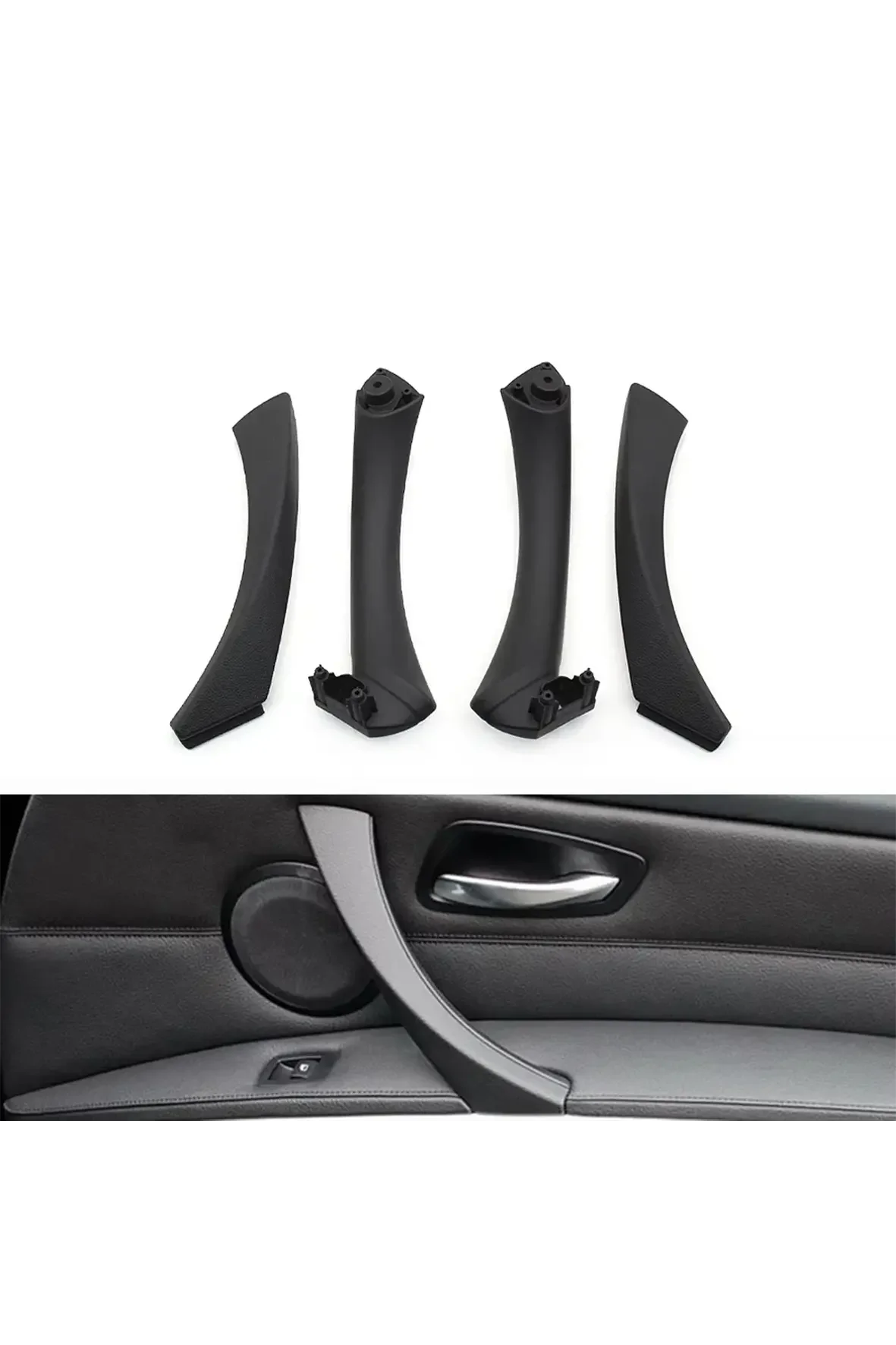 Poignées intérieures de porte voiture noir mat pour BMW série E90 E91 E92 sans logo