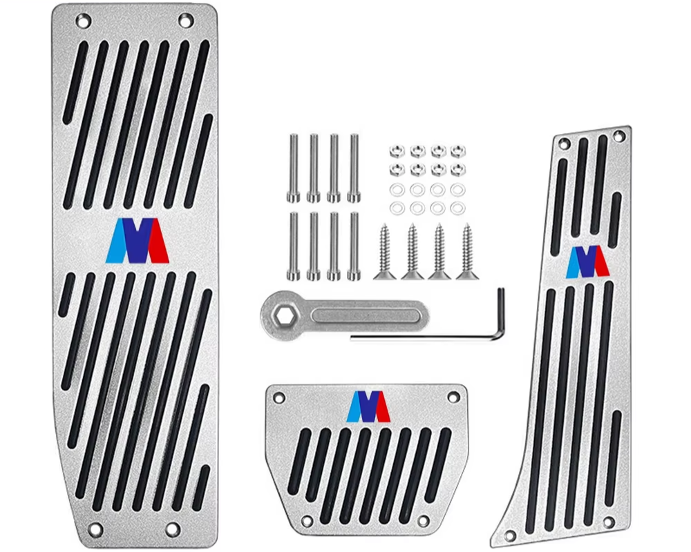 Couvre-pédales inox antidérapants – BMW Série 3, Série 5, X3, X5 (2003–2024) HushBimmer