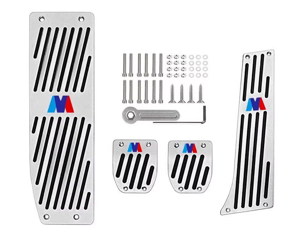 Couvre-pédales inox antidérapants – BMW Série 3, Série 5, X3, X5 (2003–2024) HushBimmer
