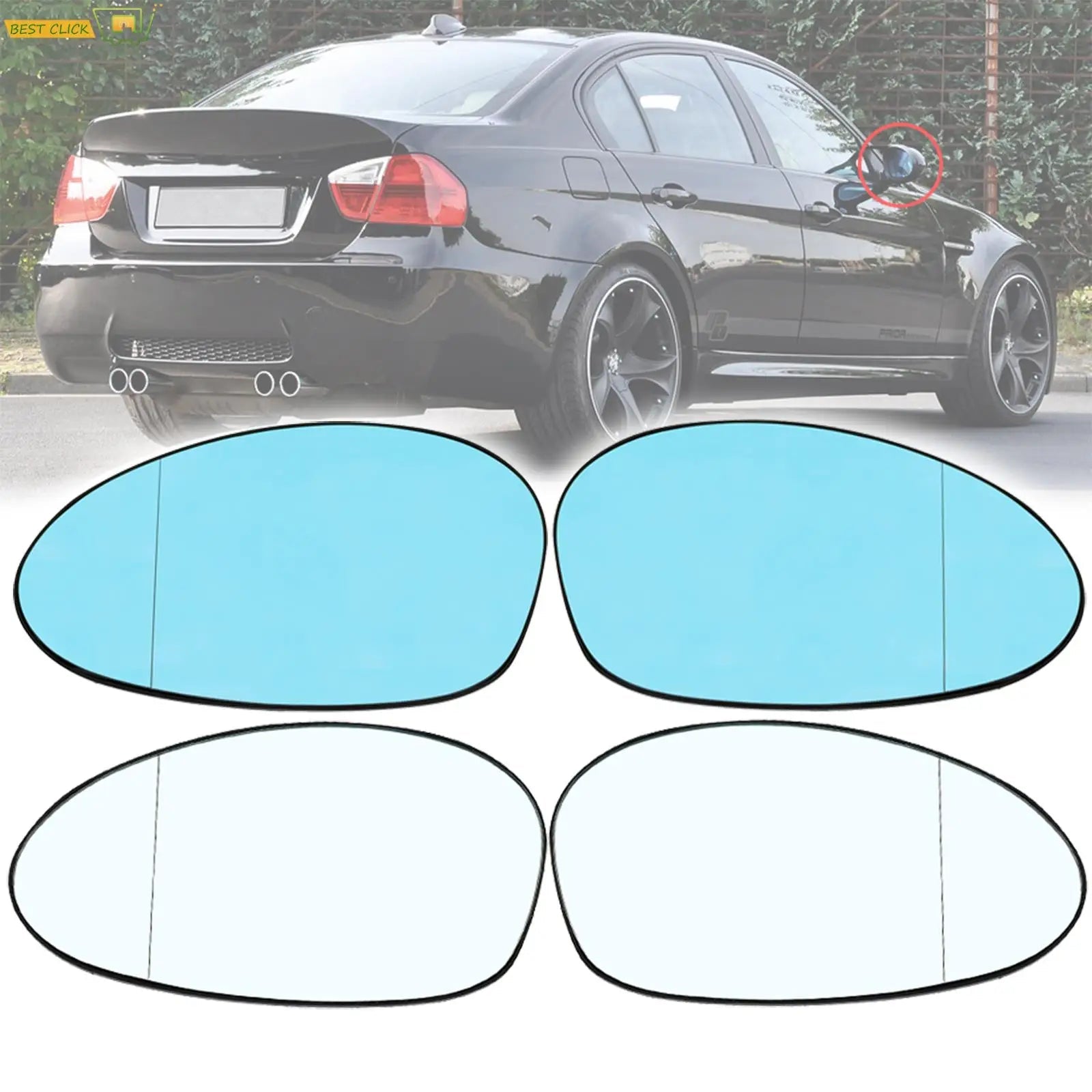 Verres de Rétroviseur Chauffants – BMW Série 1, Série 3 & Z4 – Bleu/Blanc – Paire Gauche + Droite – Réf. OEM : 51167157247 / 51167157246 HushBimmer
