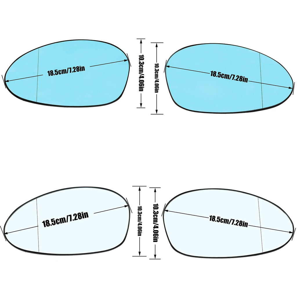 Verres de Rétroviseur Chauffants – BMW Série 1, Série 3 & Z4 – Bleu/Blanc – Paire Gauche + Droite – Réf. OEM : 51167157247 / 51167157246 HushBimmer