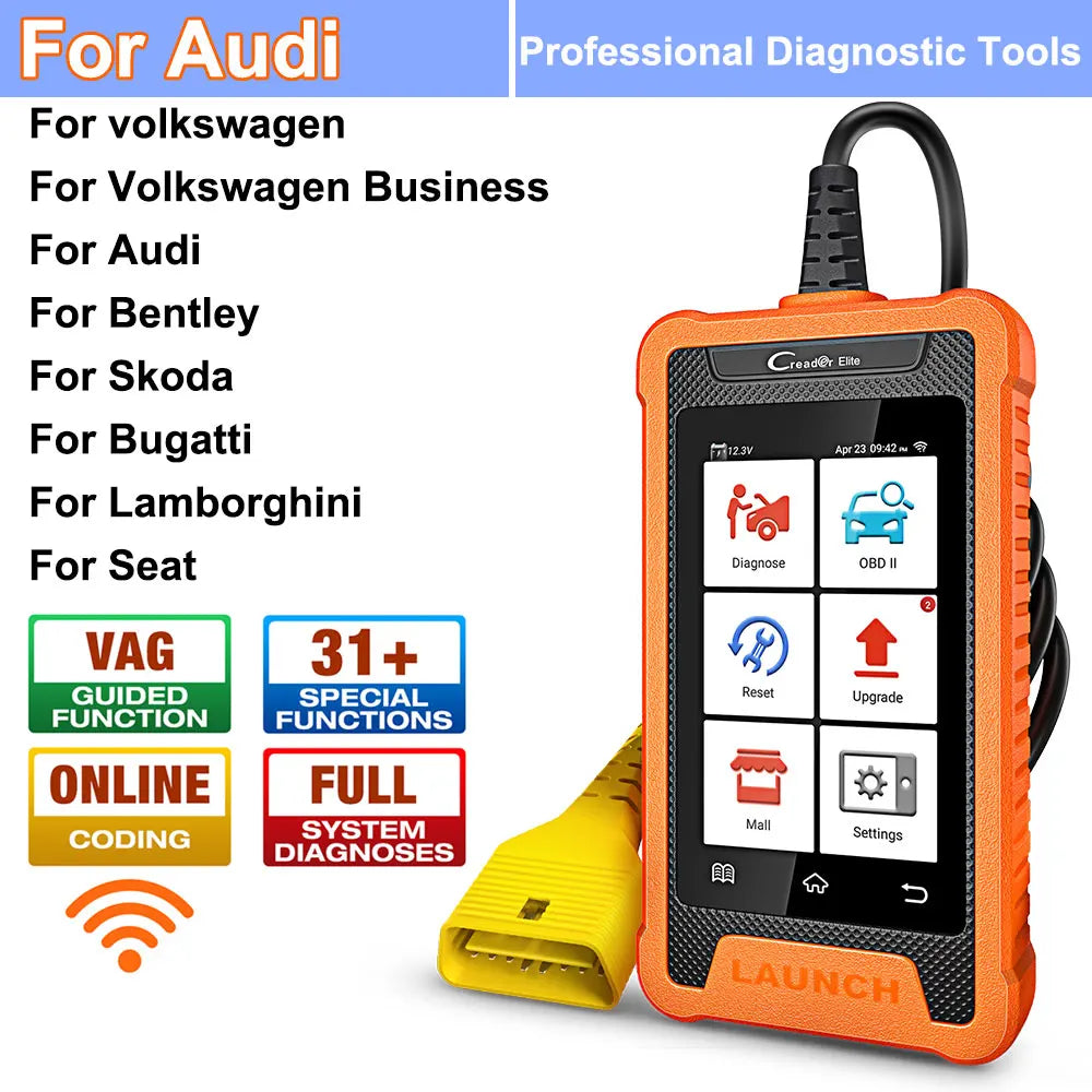 LAUNCH X431 Creader Elite – Scanner Diagnostic OBD2 Complet avec Codage ECU & Fonctions Bi-directionnelles – 31+ Réinitialisations – Pour BMW / BENZ / AUDI et + HushBimmer