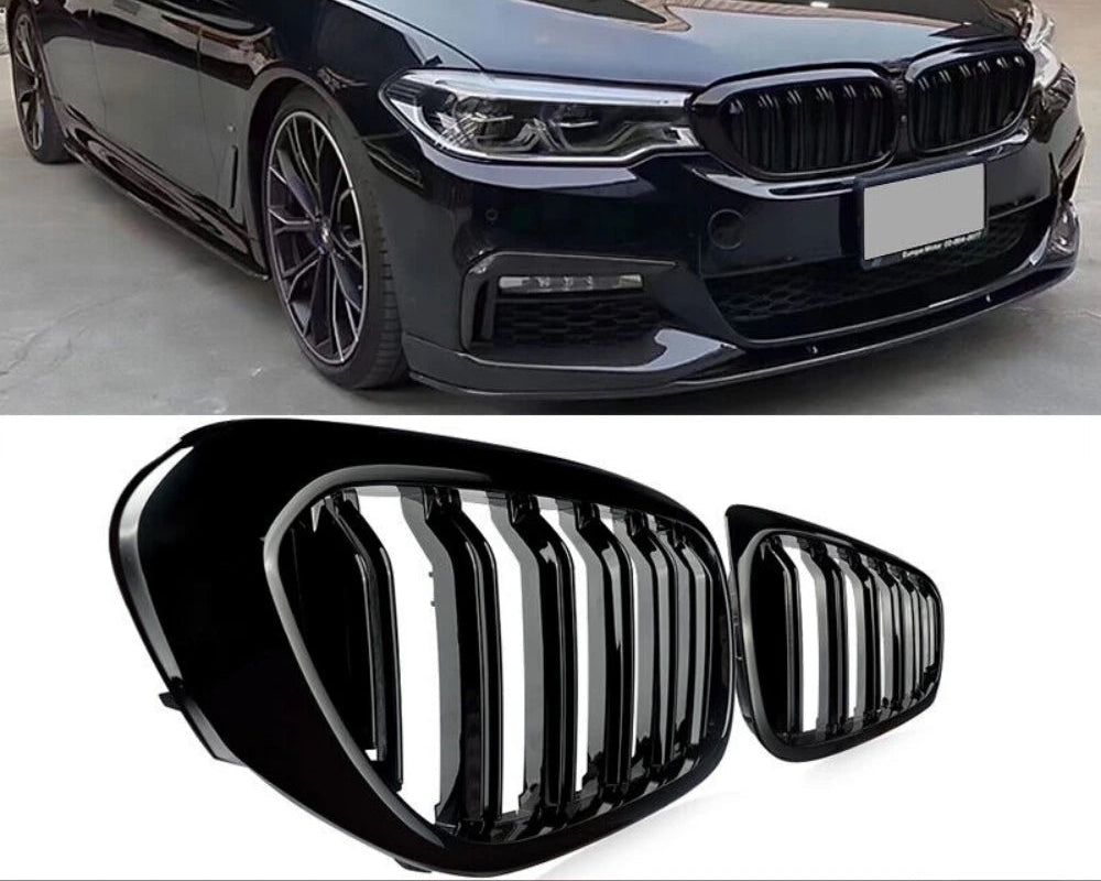 Grilles Avant Double Barre M – BMW Série 5 G30 G31 / M5 F90 (2017–2020) – Noir Brillant HushBimmer