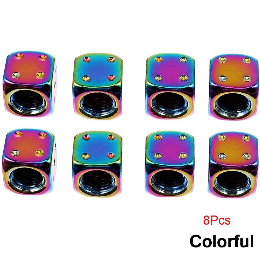 Capuchons de Valve Dé en Aluminium – Lot de 2 ou 8 Pièces – Pour Voiture, Moto, Vélo, Camion HushBimmer