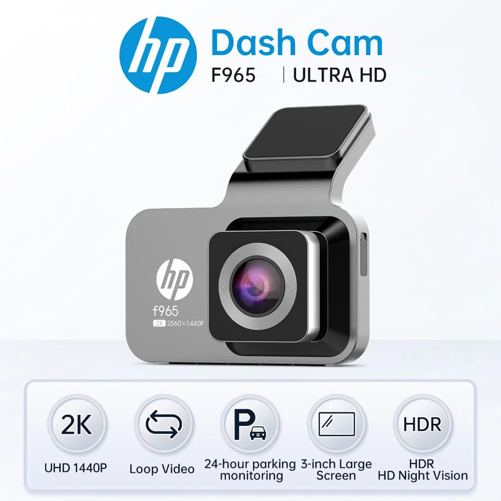 Caméra Dashcam Voiture HP F965 – 2K Ultra HD, Vision Nocturne, WiFi, Surveillance Parking HushBimmer
