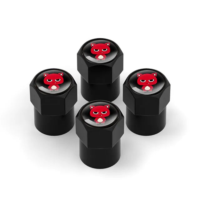 Lot de 4 Capuchons de Valve Hexagonaux Noirs – Aluminium – Universels pour Voiture, Moto, Vélo, Camion HushBimmer