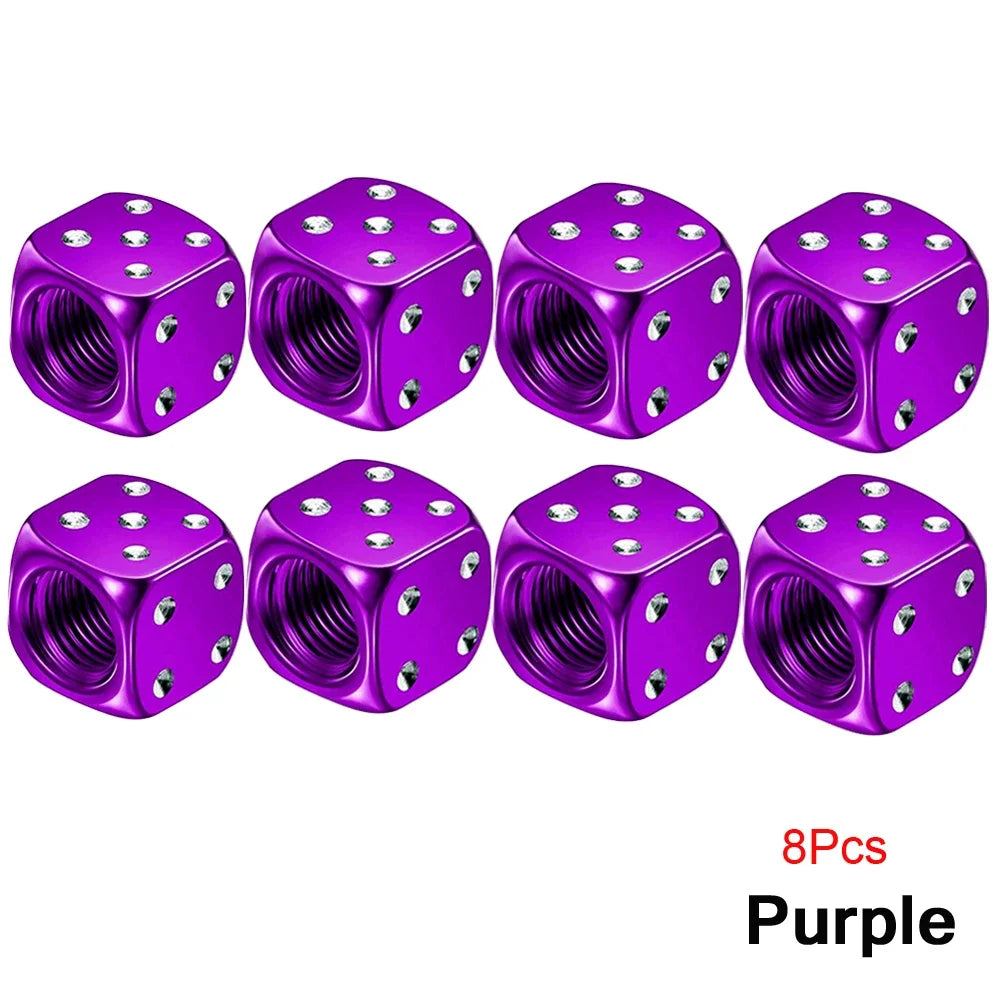 Capuchons de Valve Dé en Aluminium – Lot de 2 ou 8 Pièces – Pour Voiture, Moto, Vélo, Camion HushBimmer