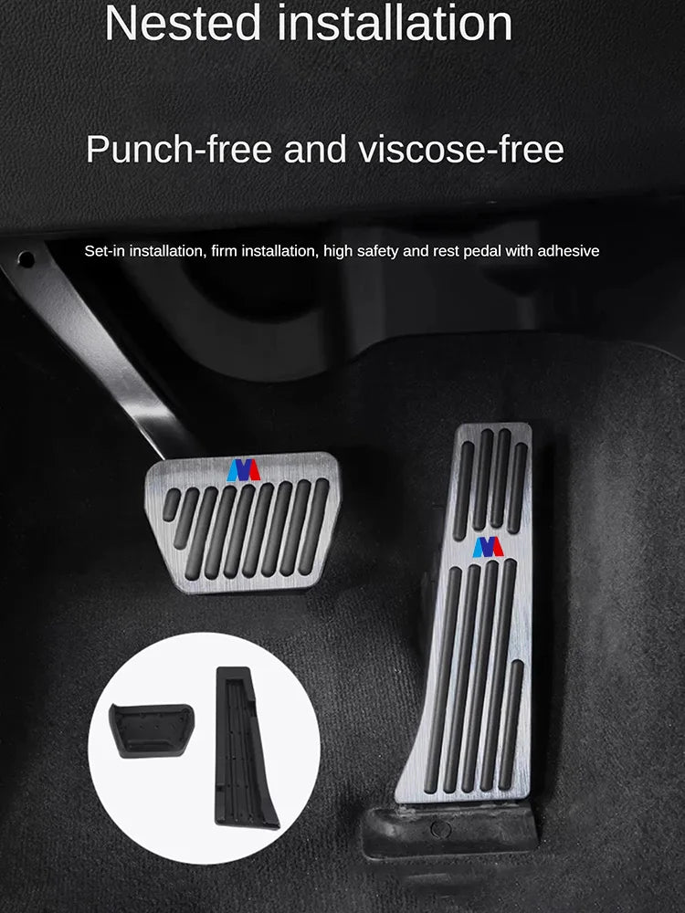 Couvre-pédales inox antidérapants – BMW Série 3, Série 5, X3, X5 (2003–2024) HushBimmer