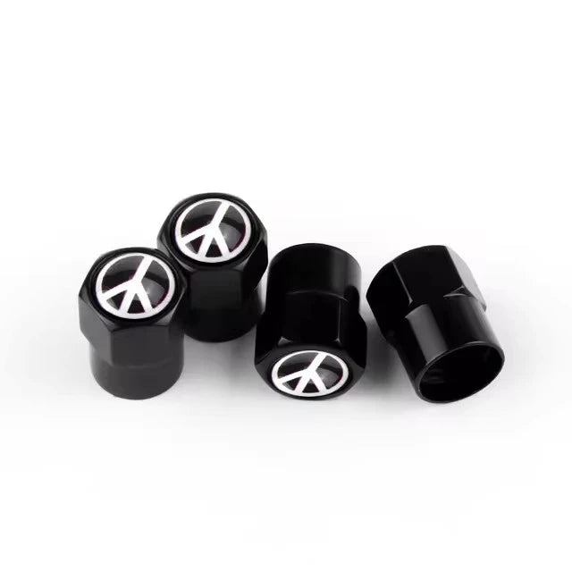 Lot de 4 Capuchons de Valve Hexagonaux Noirs – Aluminium – Universels pour Voiture, Moto, Vélo, Camion HushBimmer