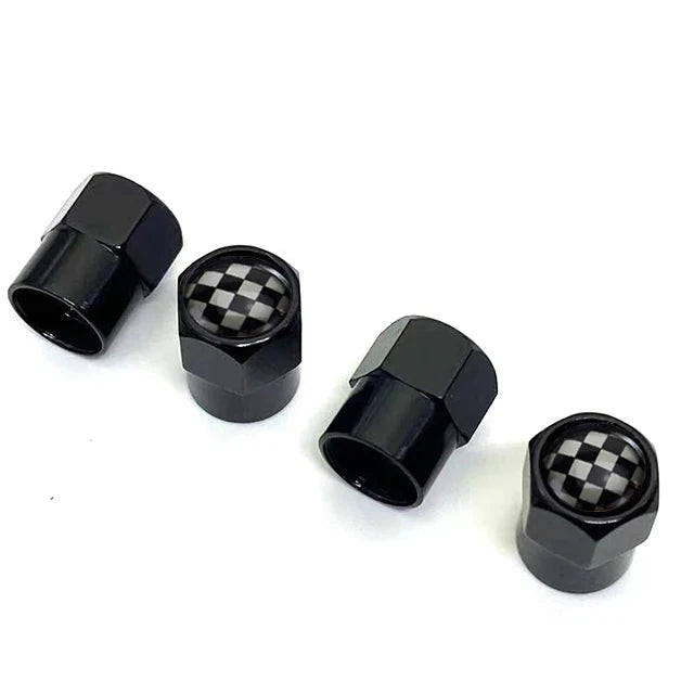 Lot de 4 Capuchons de Valve Hexagonaux Noirs – Aluminium – Universels pour Voiture, Moto, Vélo, Camion HushBimmer