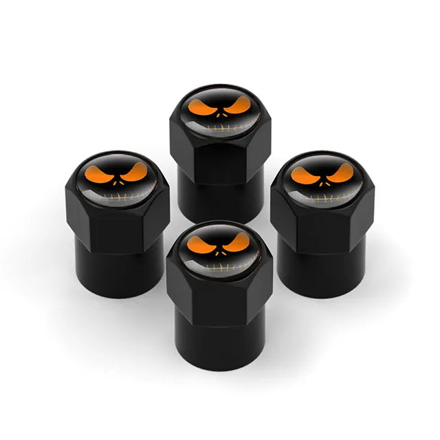 Lot de 4 Capuchons de Valve Hexagonaux Noirs – Aluminium – Universels pour Voiture, Moto, Vélo, Camion HushBimmer