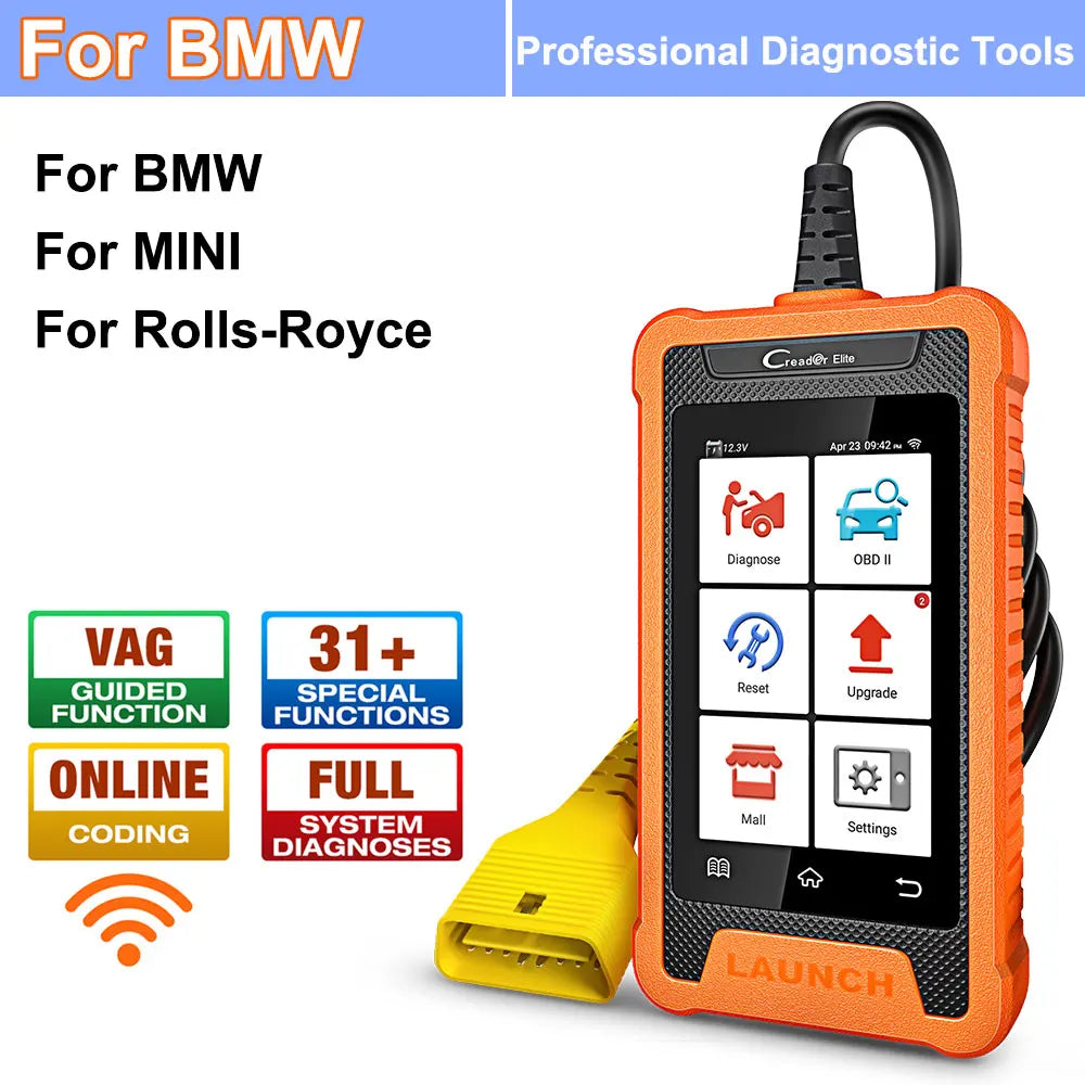 LAUNCH X431 Creader Elite – Scanner Diagnostic OBD2 Complet avec Codage ECU & Fonctions Bi-directionnelles – 31+ Réinitialisations – Pour BMW / BENZ / AUDI et + HushBimmer