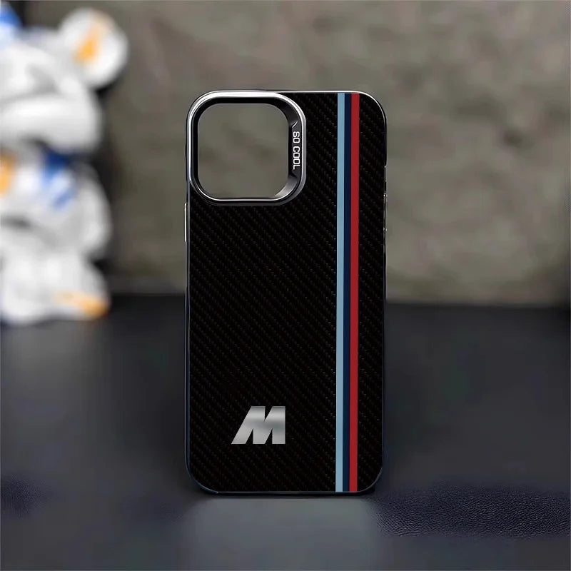 Coque iPhone 16, 15, 14, 13, 12, 11 Pro/Pro Max/Plus – BMW Design Striped Letter M Transparent Souple Anti-Choc HushBimmer