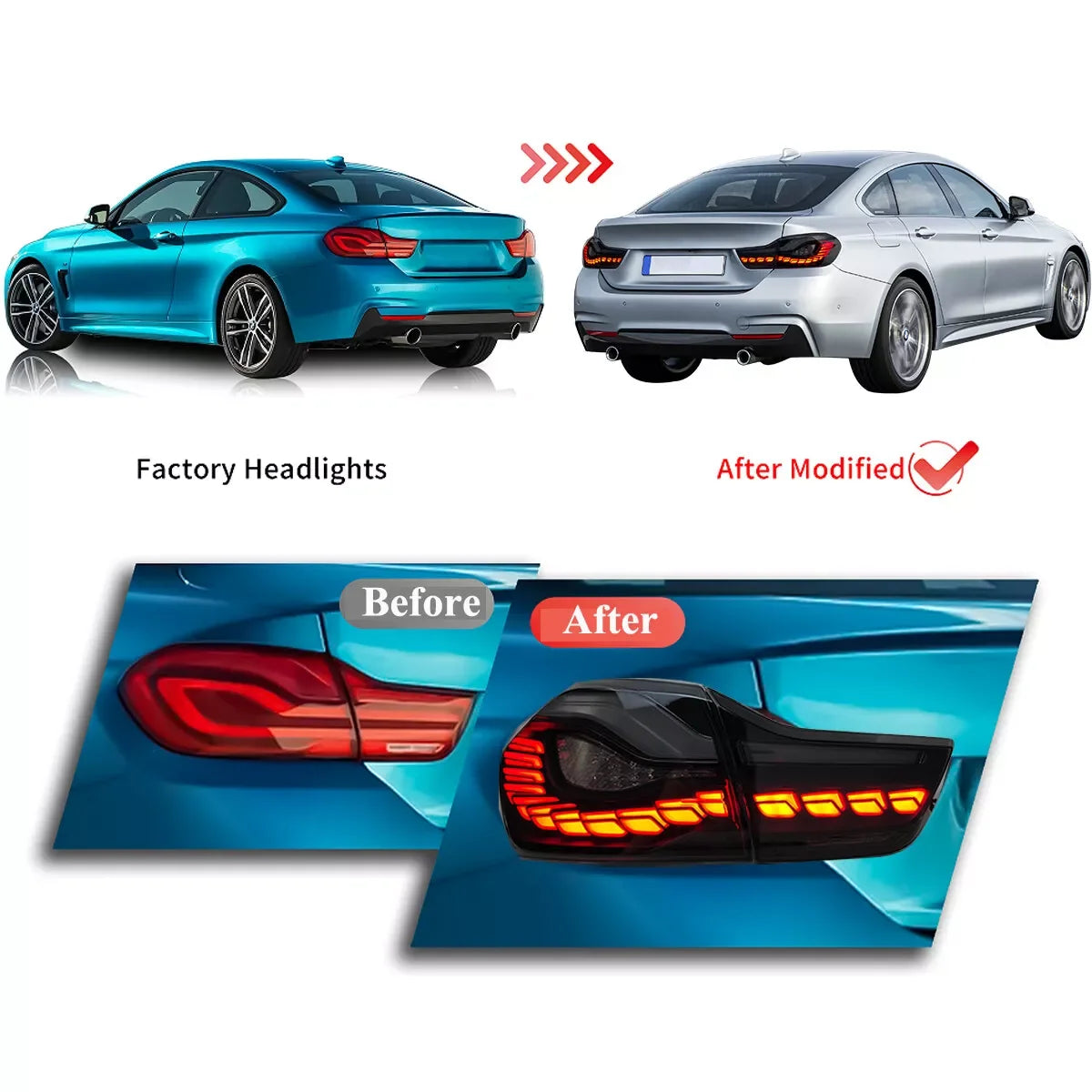 Feux Arrière LED M4 GTS/CS Style – BMW Série 4 F32 F33 F36 F82 F83 (2014–2020) HushBimmer