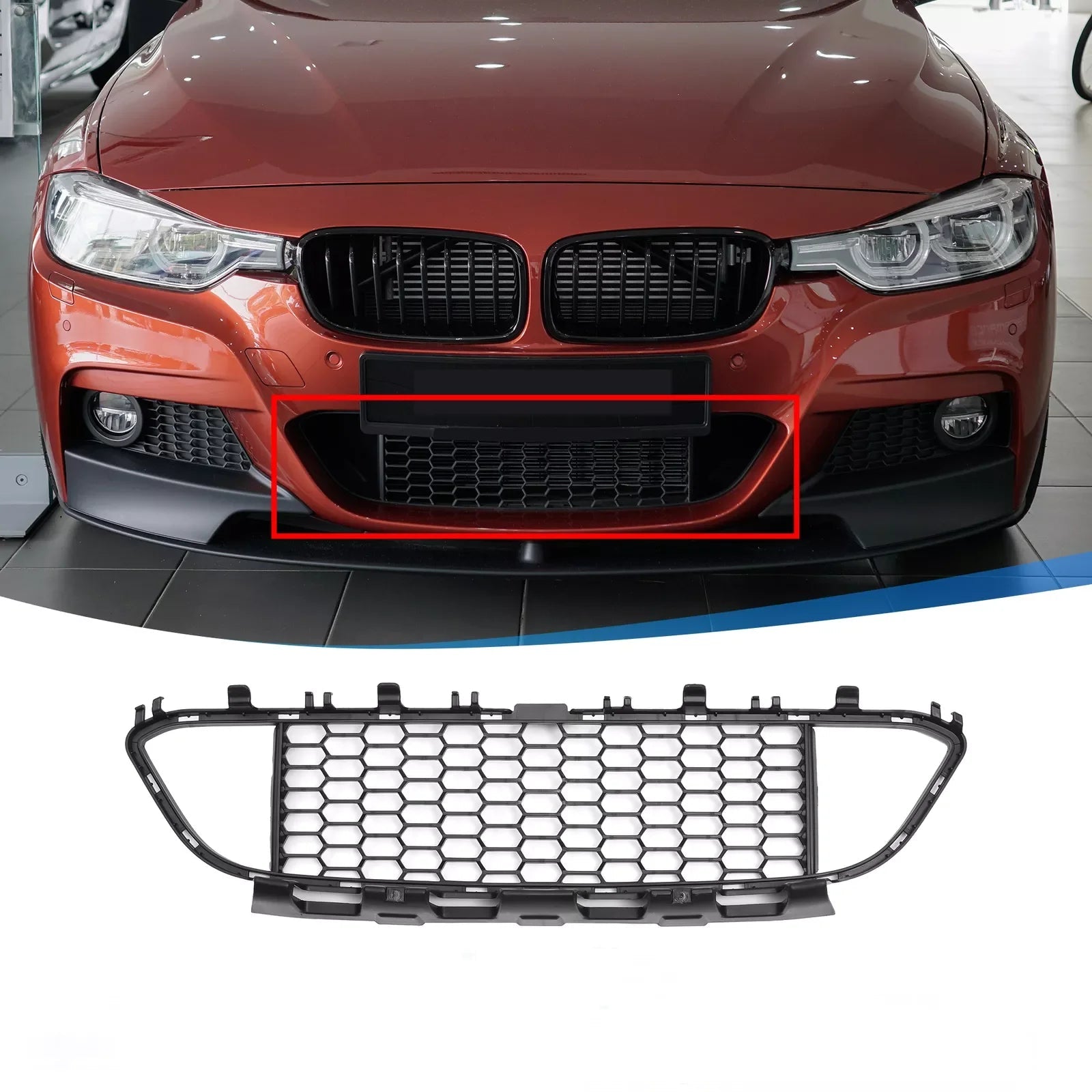 Grille Centrale de Pare-Chocs Avant – Pour BMW Série 3 F30/F31/F35 (M-Pack) – 2012 à 2019 HushBimmer