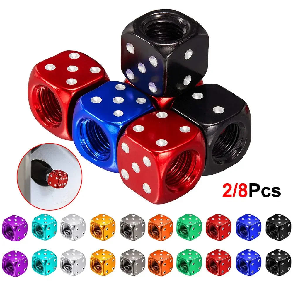 Capuchons de Valve Dé en Aluminium – Lot de 2 ou 8 Pièces – Pour Voiture, Moto, Vélo, Camion HushBimmer