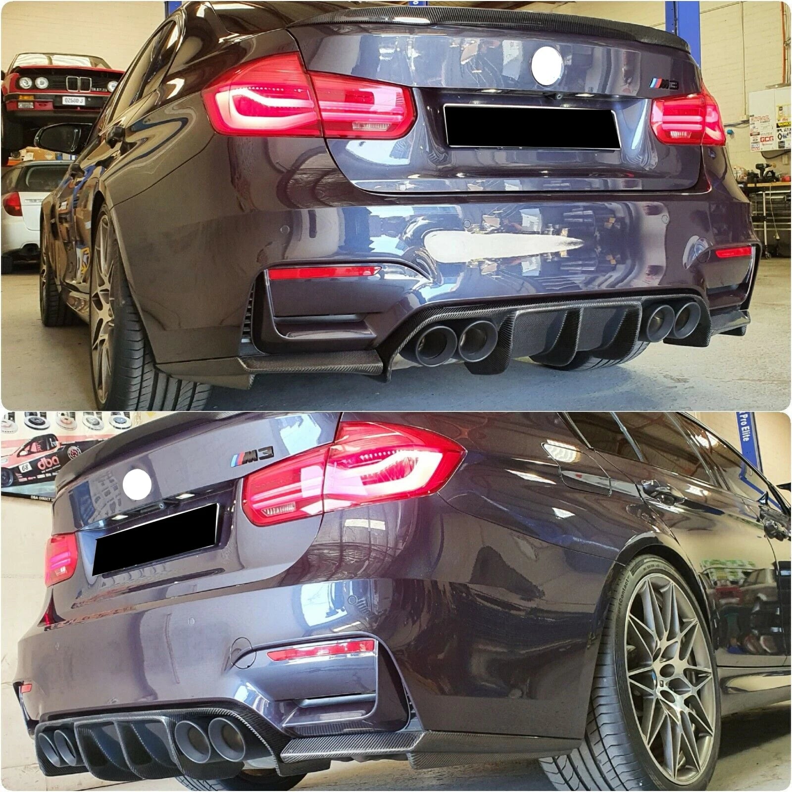 Diffuseur Arrière BMW M3 F80 / M4 F82 F83 2015–2020 – Splitters & Coins Look Carbone - HushBimmer