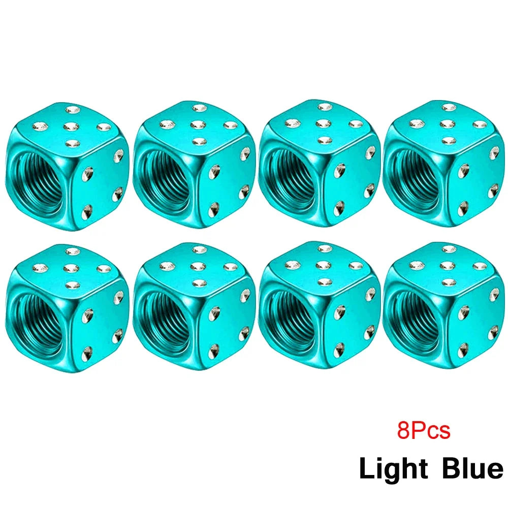 Capuchons de Valve Dé en Aluminium – Lot de 2 ou 8 Pièces – Pour Voiture, Moto, Vélo, Camion HushBimmer
