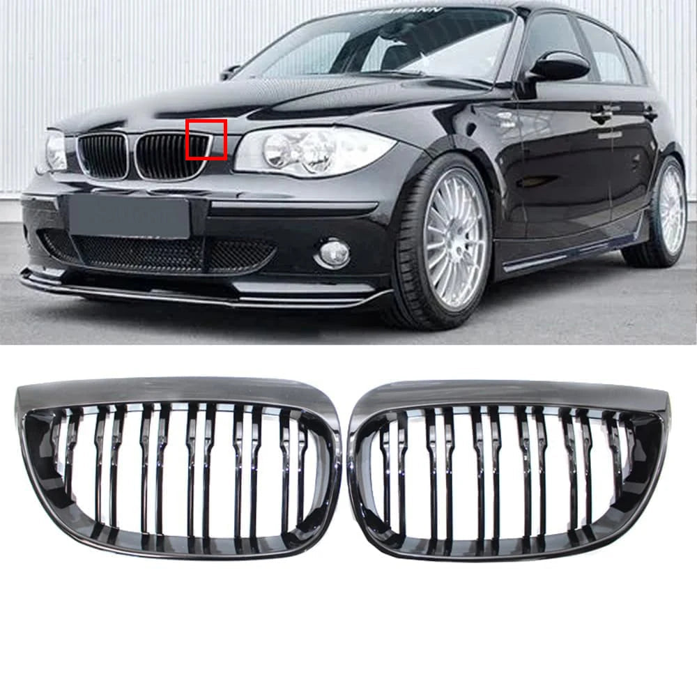 Calandre Double Barre Noire Brillante – BMW Série 1 E81 E87 E82 E88 (2004-2011) HushBimmer
