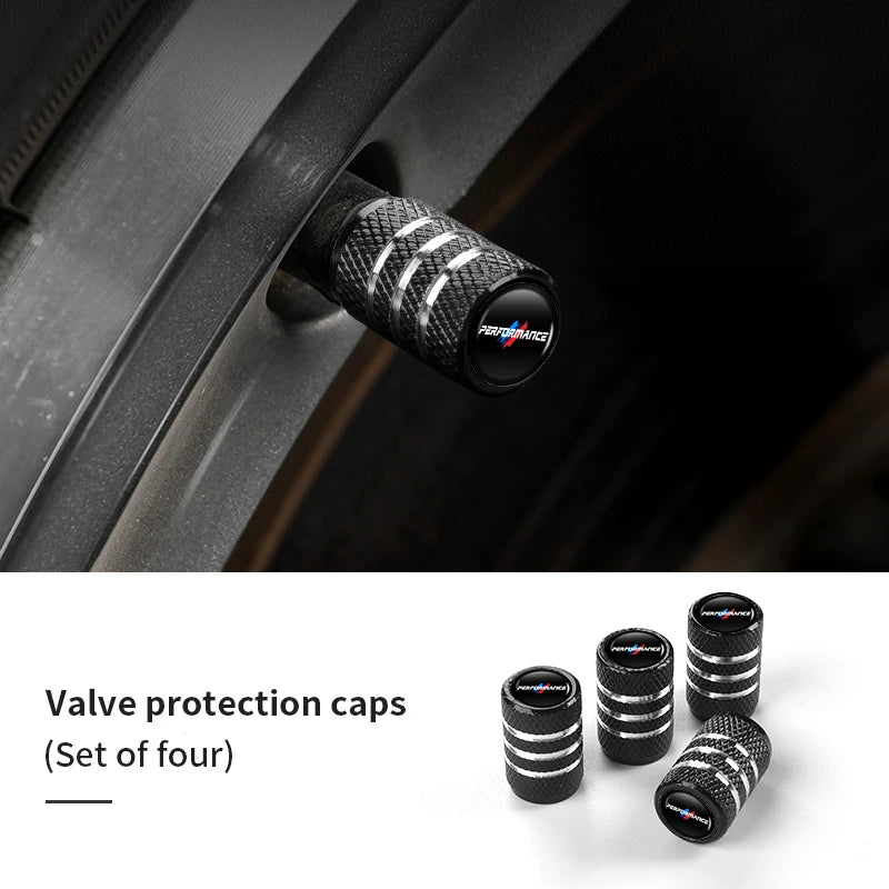 Capuchons de Valve de Roue – Design BMW Performance – Lot de 4 – Accessoires Universels pour Pneus Auto HushBimmer