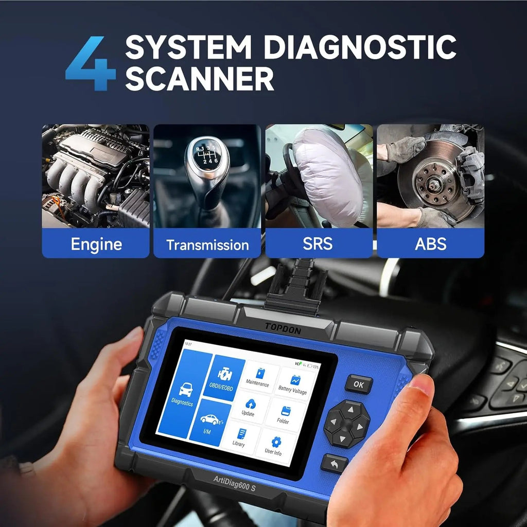 TOPDON ArtiDiag600S – Scanner Diagnostic Auto Professionnel OBD2 | Lecture Codes Moteur, ABS, Airbag, Transmission + 9 Réinitialisations Spécialisées HushBimmer