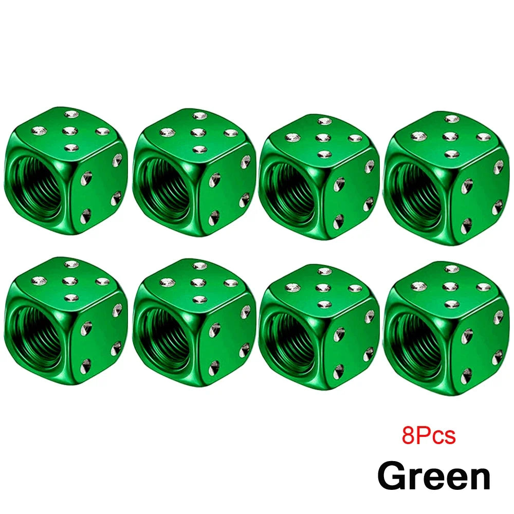 Capuchons de Valve Dé en Aluminium – Lot de 2 ou 8 Pièces – Pour Voiture, Moto, Vélo, Camion HushBimmer