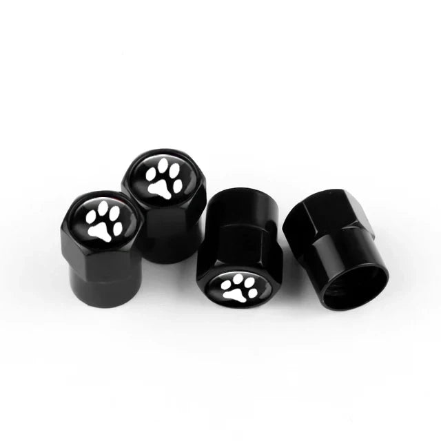 Lot de 4 Capuchons de Valve Hexagonaux Noirs – Aluminium – Universels pour Voiture, Moto, Vélo, Camion HushBimmer