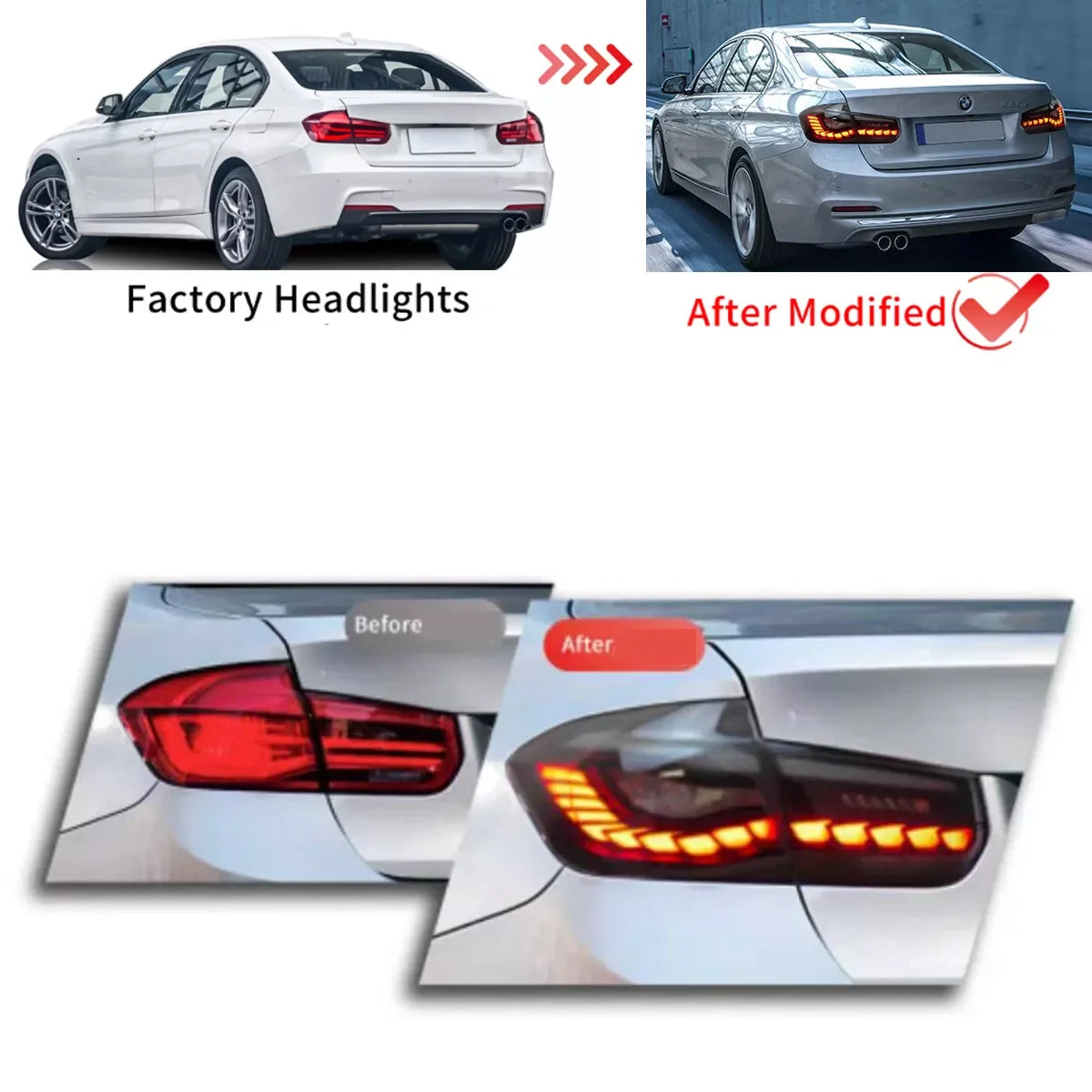 Feux Arrière LED M3 GTS Style pour BMW F30 / F35 / F80 (2012-2019) HushBimmer