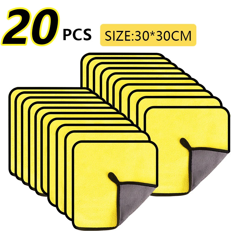 Lot de 10 à 20 Serviettes Microfibres Ultra-Fines – Tissu Coral Fleece – Nettoyage Voiture & Maison – 30x30cm / 30x60cm HushBimmer