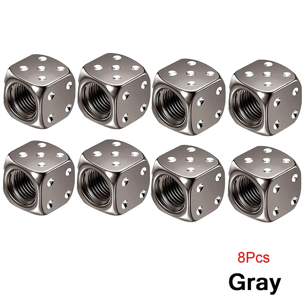 Capuchons de Valve Dé en Aluminium – Lot de 2 ou 8 Pièces – Pour Voiture, Moto, Vélo, Camion HushBimmer