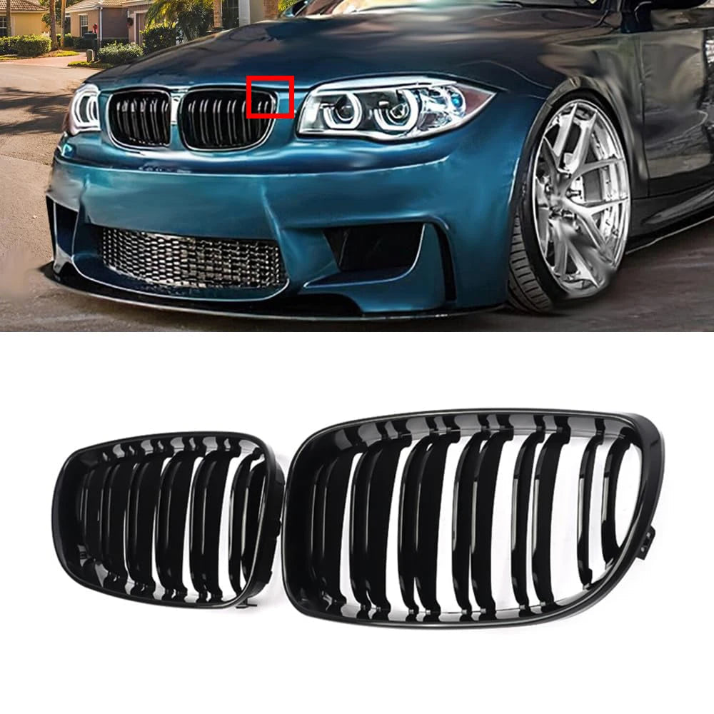 Calandre Double Barre Noire Brillante – BMW Série 1 E81 E87 E82 E88 (2004-2011) HushBimmer