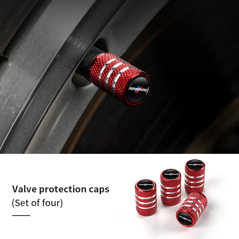 Capuchons de Valve de Roue – Design BMW Performance – Lot de 4 – Accessoires Universels pour Pneus Auto HushBimmer
