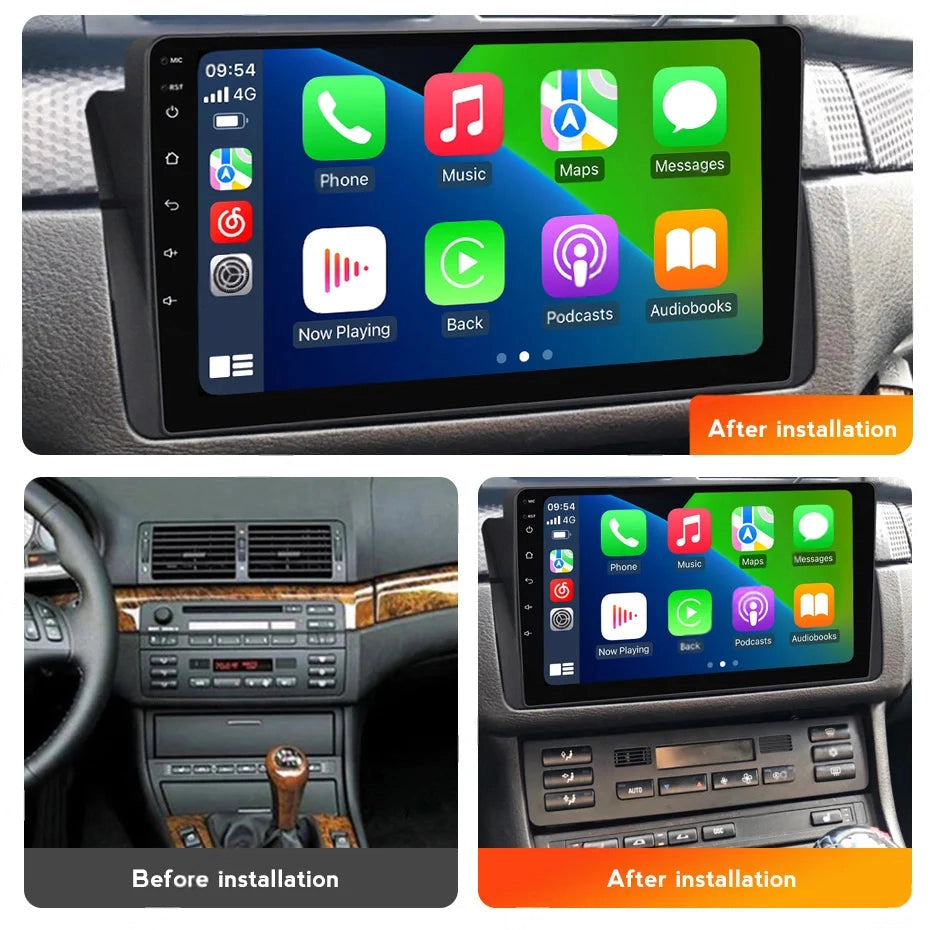 Autoradio Android 14 9" – CarPlay Sans Fil & Android Auto – Pour BMW E46 M3 318i 320i 325i 330i 335i (1998-2006) HushBimmer