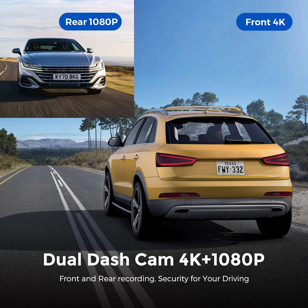 Caméra Dashcam 4K UHD Double Objectif avec WiFi, GPS et Surveillance 24h HushBimmer