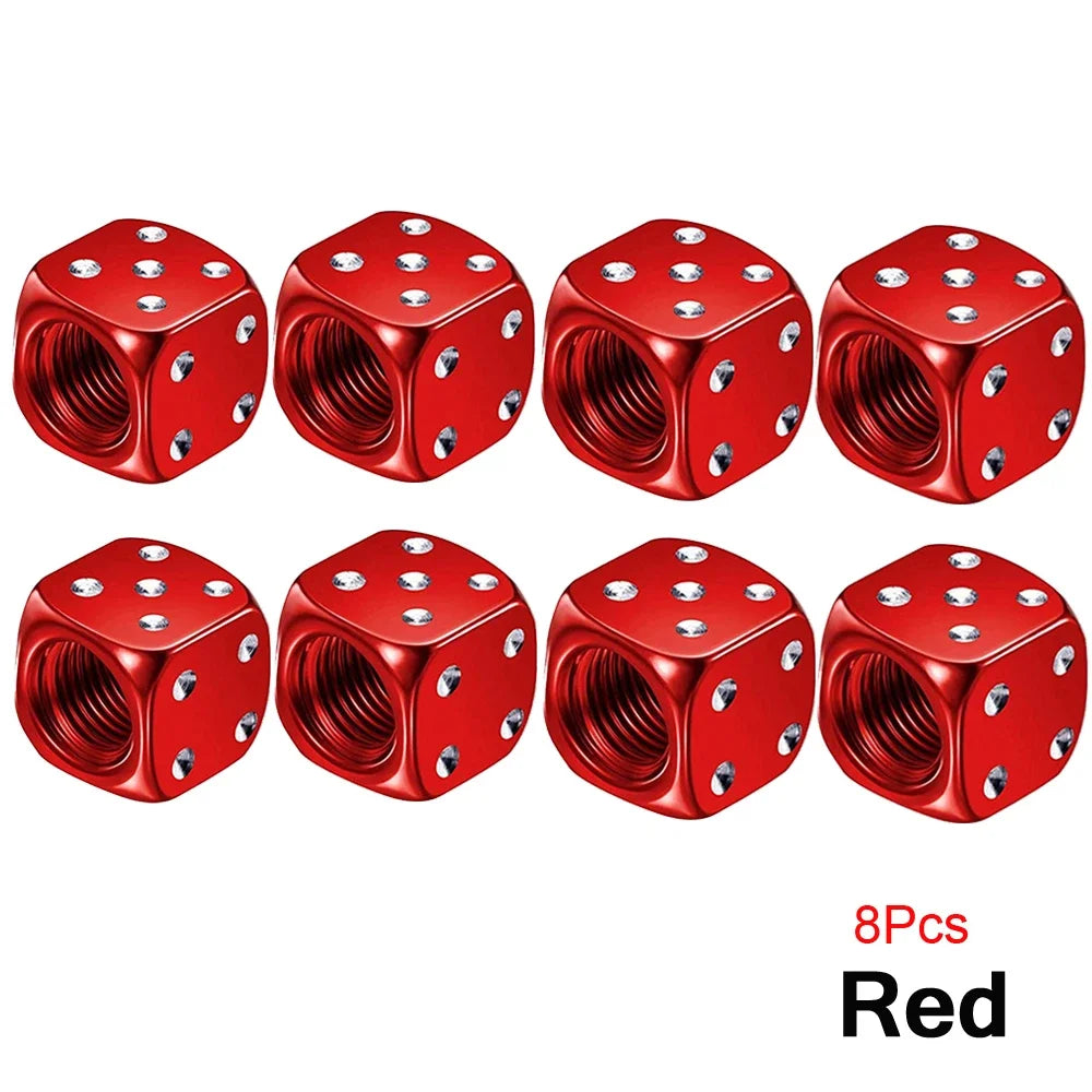 Capuchons de Valve Dé en Aluminium – Lot de 2 ou 8 Pièces – Pour Voiture, Moto, Vélo, Camion HushBimmer