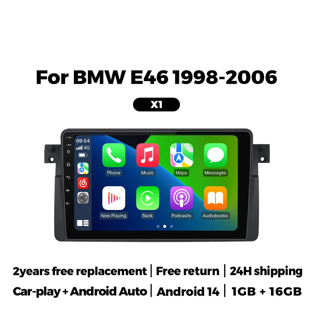 Autoradio Android 14 9" – CarPlay Sans Fil & Android Auto – Pour BMW E46 M3 318i 320i 325i 330i 335i (1998-2006) HushBimmer