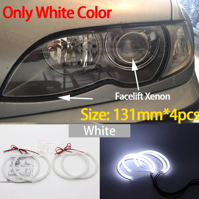 Angel Eyes LED Blanc 6000K – Pack 4 Anneaux – BMW Série 3 E46 (1998–2006) – Halogène & Xénon HushBimmer