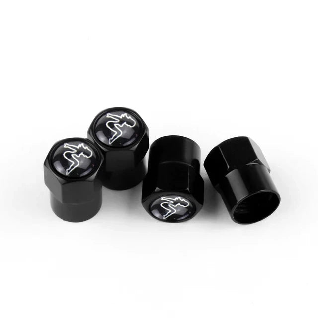 Lot de 4 Capuchons de Valve Hexagonaux Noirs – Aluminium – Universels pour Voiture, Moto, Vélo, Camion HushBimmer