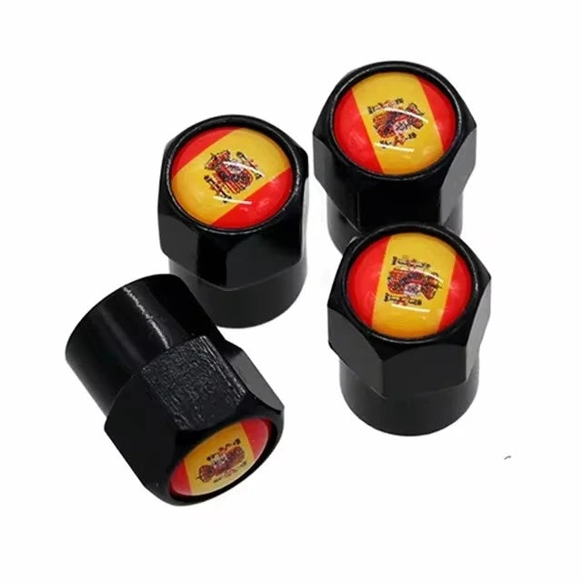 Lot de 4 Capuchons de Valve Hexagonaux Noirs – Aluminium – Universels pour Voiture, Moto, Vélo, Camion HushBimmer