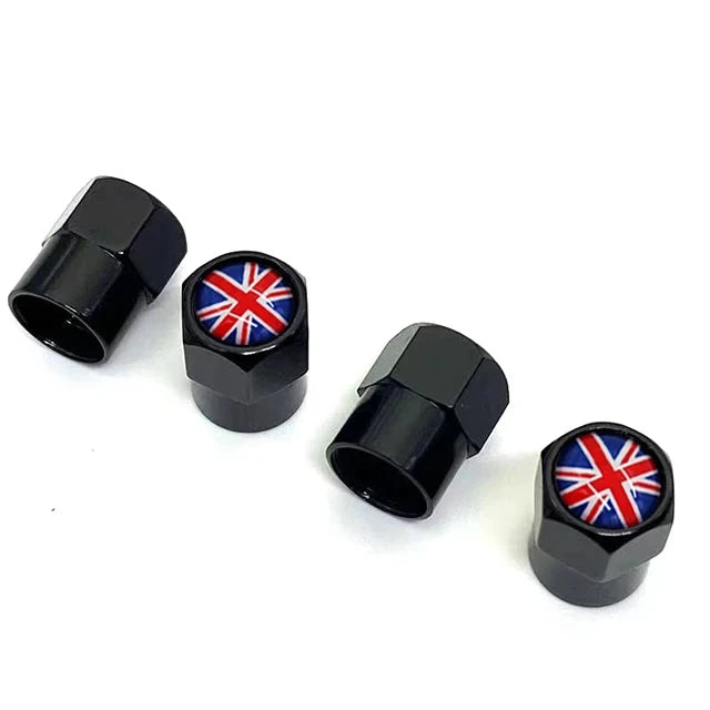 Lot de 4 Capuchons de Valve Hexagonaux Noirs – Aluminium – Universels pour Voiture, Moto, Vélo, Camion HushBimmer