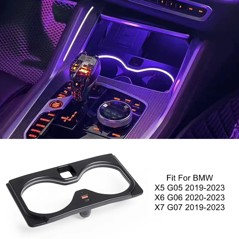 Cadre de Porte-Gobelet LED pour BMW – Éclairage Ambiant Intégré & Finition Premium HushBimmer