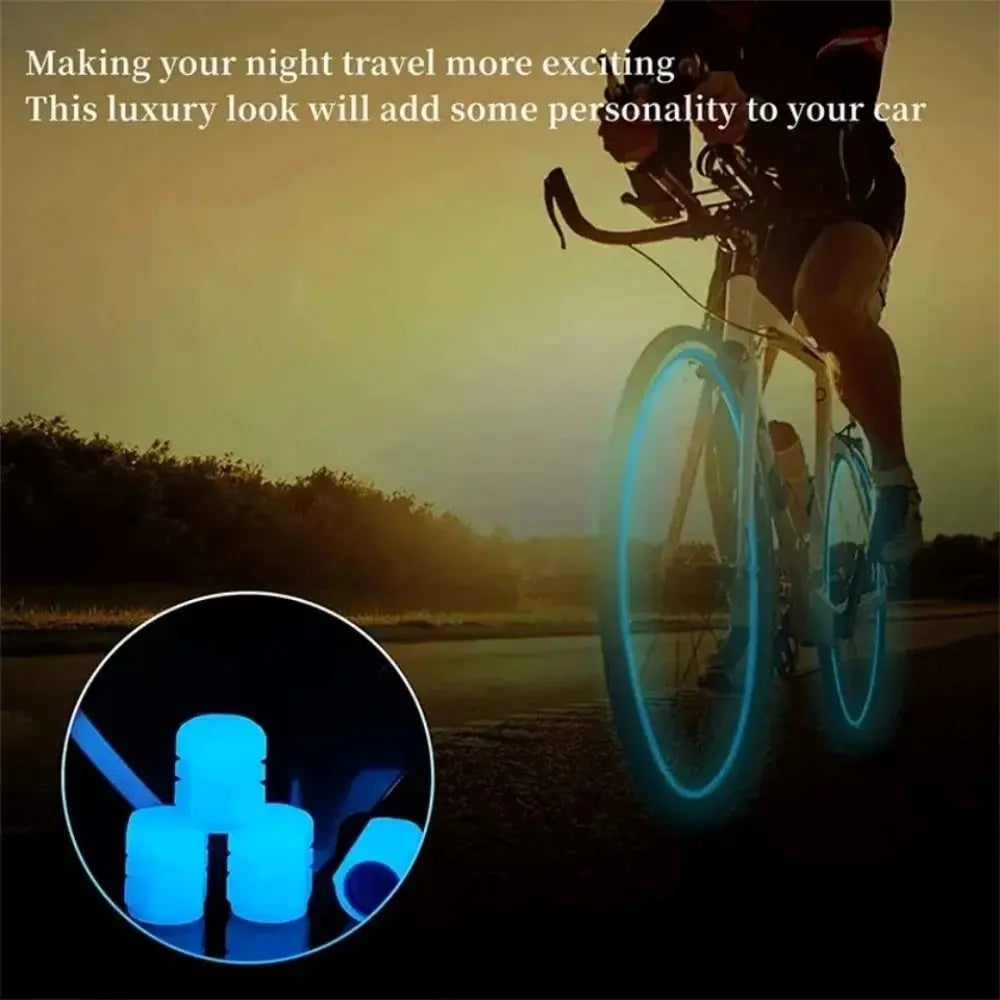 Capuchons de Valve Lumineux (x4) – Effet Phosphorescent – Pour Voitures, Motos, Vélos et Trottinettes HushBimmer