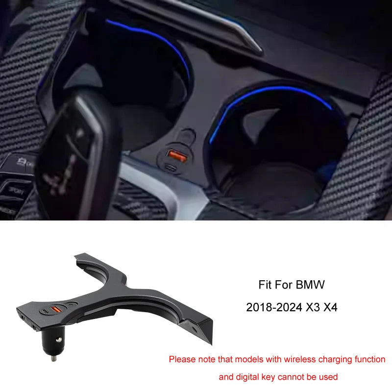 Cadre de Porte-Gobelet LED pour BMW – Éclairage Ambiant Intégré & Finition Premium HushBimmer