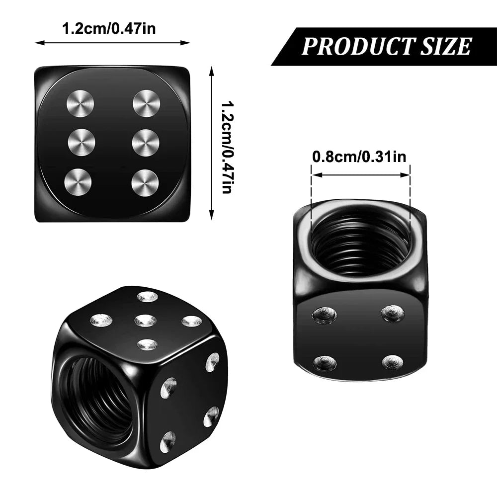 Capuchons de Valve Dé en Aluminium – Lot de 2 ou 8 Pièces – Pour Voiture, Moto, Vélo, Camion HushBimmer