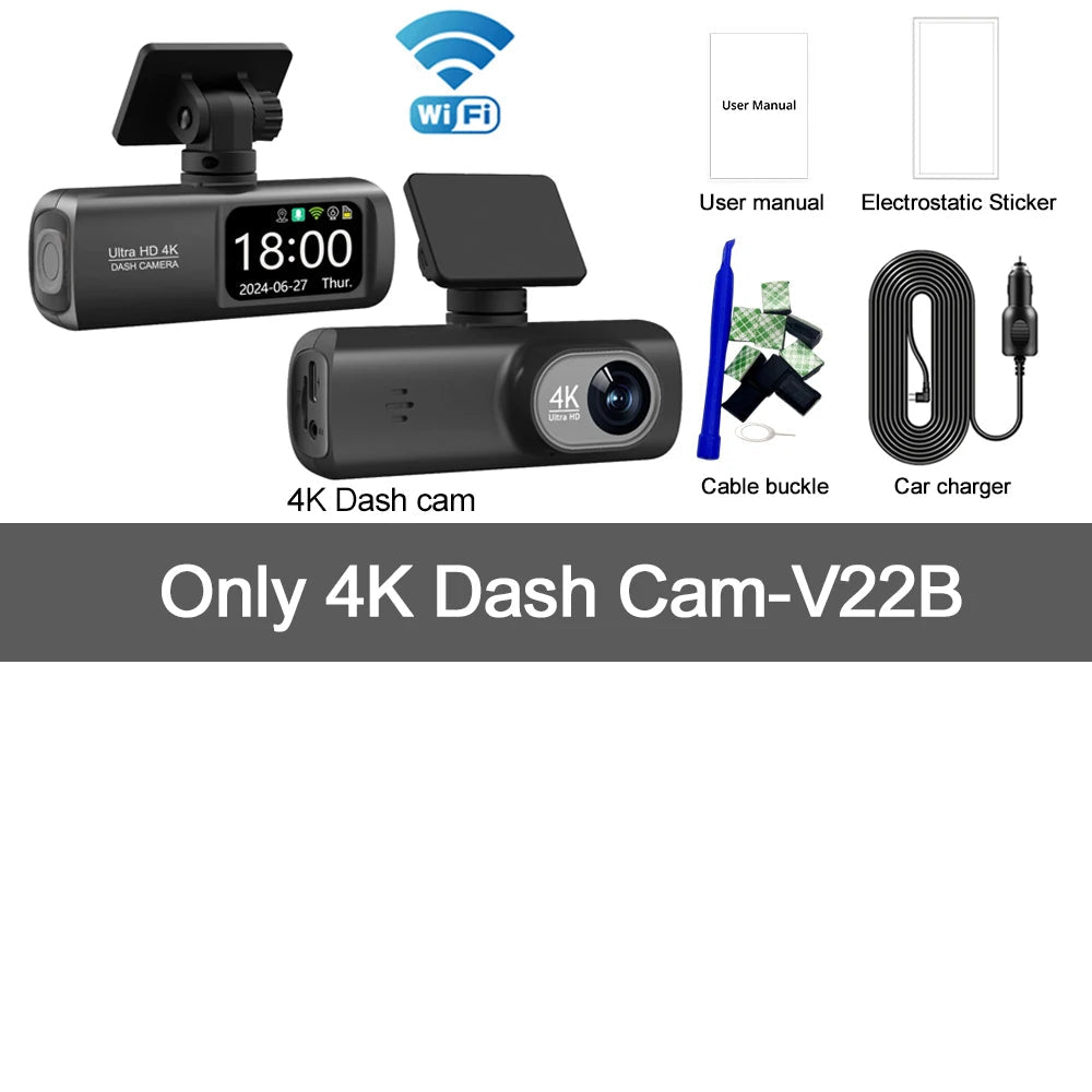 Caméra Dashcam 4K UHD Double Objectif avec WiFi, GPS et Surveillance 24h HushBimmer