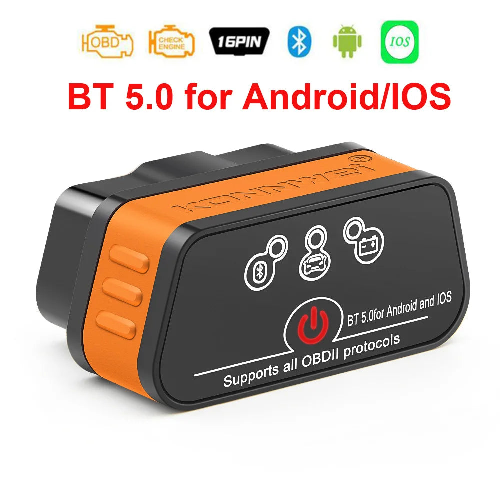 Scanner OBD2 Bluetooth KONNWEI – ELM327 V1.5 BT5.0 – Diagnostic Voiture iOS & Android HushBimmer