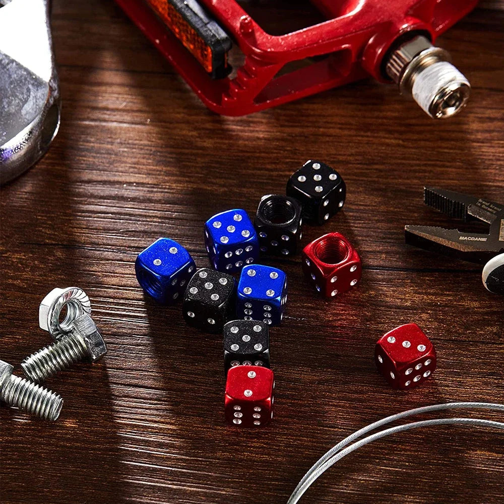 Capuchons de Valve Dé en Aluminium – Lot de 2 ou 8 Pièces – Pour Voiture, Moto, Vélo, Camion HushBimmer