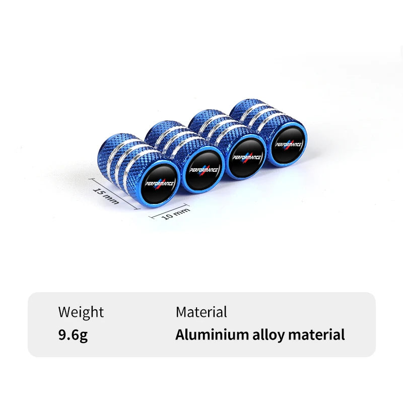 Capuchons de Valve de Roue – Design BMW Performance – Lot de 4 – Accessoires Universels pour Pneus Auto HushBimmer