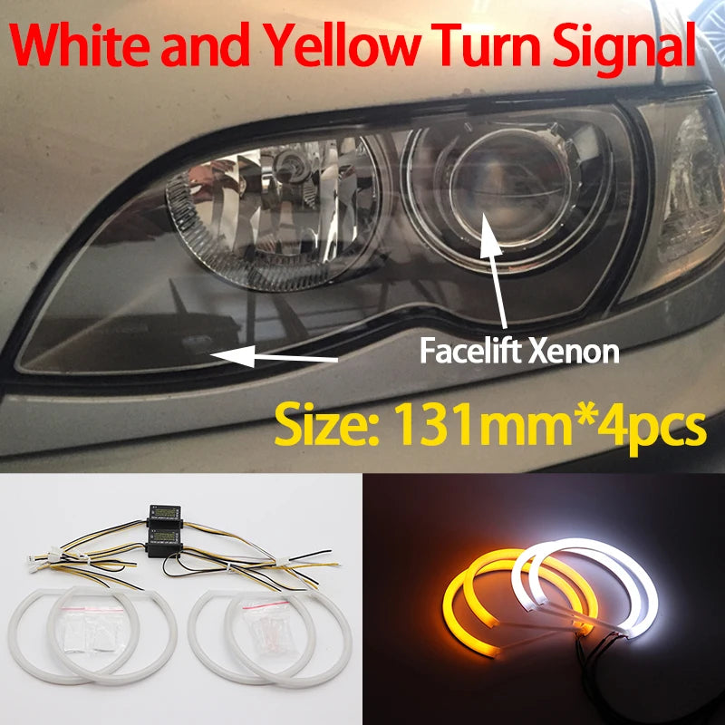Angel Eyes LED Blanc 6000K – Pack 4 Anneaux – BMW Série 3 E46 (1998–2006) – Halogène & Xénon HushBimmer