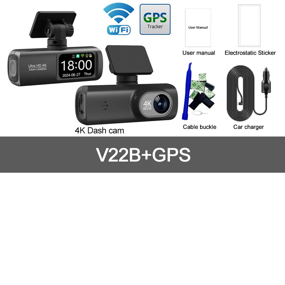 Caméra Dashcam 4K UHD Double Objectif avec WiFi, GPS et Surveillance 24h HushBimmer